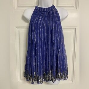 3- RANNI GILL Beaded Blue-Violet Halter Top